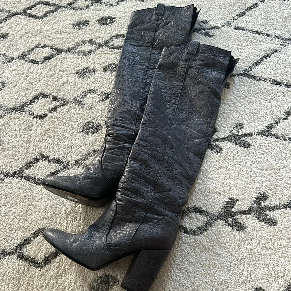 Laurence Decade Crinkle Leather Silas Over The Knee Boot